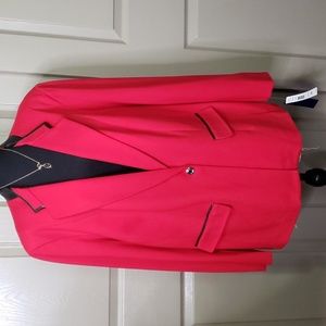 NWT Peter NYGARD Red black leather black vegan leather trim 1 button blazer 3X